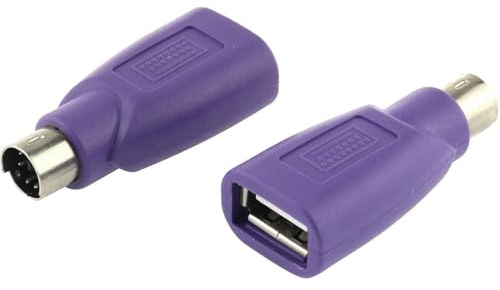 TECHZOCO Adattatore USB a PS2 per tastiera, convertitore di dispositivi, connettore periferiche, viola, 1 pezzo