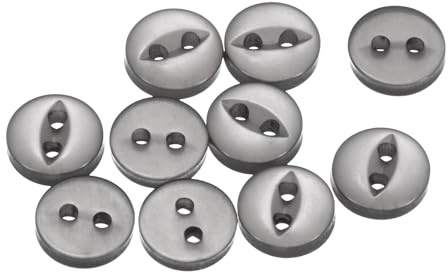 QUARKZMAN 10 Stück Knöpfe 9 mm Harzknöpfe 2 Löcher Rund Bastelknöpfe Kinderknöpfe Klein Babyknöpfe Nähen Mini Buttons zum Annähen T-Shirt Kleidung Scrapbooking Dekorieren, Grau