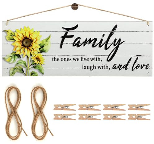 Cornice portafoto in legno per foto, con 8 piccole mollette in legno e 2 corde di canapa, ideale come regalo per nonna, regalo di compleanno, regali personalizzati per la nonna, per la decorazione