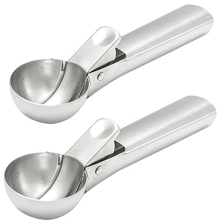 KOCKSHION 2pièces Cuillère à Glace Acier Inoxydable Lot De Ustensile Portable Pour Fruits Et Crèmes Glacées Design Ergonomique Et Pratique Pour Cafés Restaurants Et Desserteries