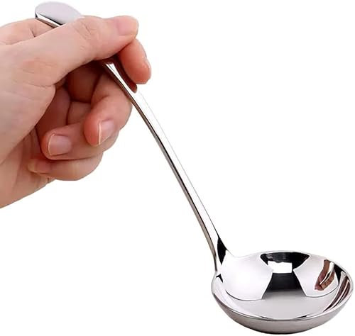 In acciaio inox, cucchiaio da portata in argento, per salse e zuppa, piccolo mestolo in acciaio inox per brodi, salse e servire