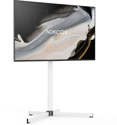 AOKCOS TV Ständer Höhenverstellbar, Fernsehständer mit X-förmiger Metallbasis, TV Bodenständer für 32-65 Zoll Fernseher, bis 40 kg, Max. VESA 600x400mm