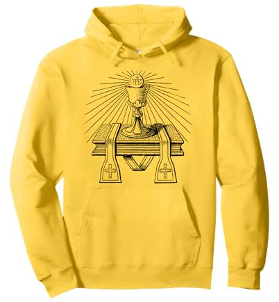 Symbole de la prêtrise catholique eucharistie calice étole ligne art Sweat à Capuche
