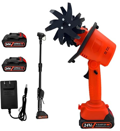 Motobineuse Electrique, 24V Portable Motoculteur sans Fil avec 2 1500mAh Batteries et Chargeur, 235 TR/Min Vitesse, 4 Lames Métalliques,10cm Largeur et Profondeur de Travail