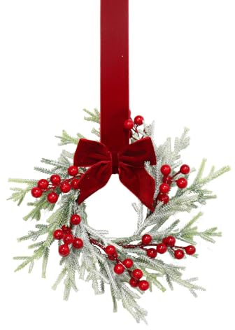 Weihnachtskranz Künstliche Kranz Weihnachten Küchenschrank Kränze mit Schleife Tür Kranz Weihnachten Deko Schleifen Türkranz Für Innen Outdoor Kunstkranz Für Tür Fenster Weihnachtsdeko (B)