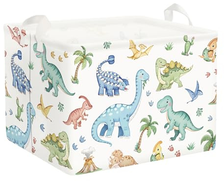 Clastyle Cesto Portabiancheria Boho Dinosauro Cestino Portaoggetti Palma Cesta Biancheria Genitori per Organizzare Giocattoli Vestiti, Pterosauro, 40x30x30 cm