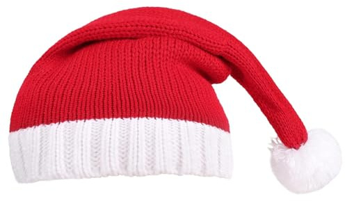 Weihnachtliche Strickmütze, Weihnachtsmann-Strickmütze mit Pompon, waschbare Beanie, für Winter, Festival, Party, Feiern, Versammlungen, , drinnen und draußen