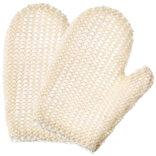 BIUDECO 2pcs Natural Sisal Bathing Gloves Body Exfoliating Mitts for Shower Skin Cleaning and Dead Skin Removal Spa Massage Scrubber