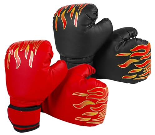 IDEANATEGRATE Guantoni da Boxe in Pu 2 Paia Guanti da Sparring Comodi e Traspiranti per Allenamento Kickboxing e Thai Boxe, Guanti da Combattimento Portatili per Ragazzi Rete Traspirante