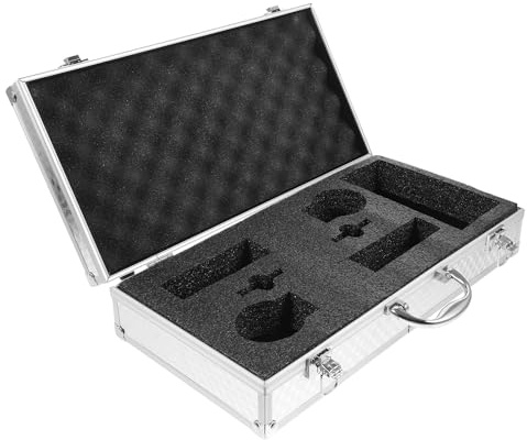MAJORMENCH Maletín de Metal para Micrófono Inalámbrico de Mano 2 Ranuras, Aleación de Aluminio y Espuma, Funda Protectora Portátil para Uso Seguro y Elegante
