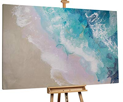 KunstLoft® XXL Gemälde 'Gestrandet' 180x120cm | original handgemalte Bilder | Abstrakt Meer Strand Blau Beige | Leinwand-Bild Ölgemälde einteilig groß | Modernes Kunst Ölbild