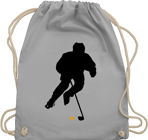 Turnbeutel Rucksack - Eishockey Spieler - Unisize - Hellgrau - eishockey-fanartikel kinderturnbeutel hockey beutel icehockey geschenk sport tasche kinder 25. geburtstag stoffbeutel geschenke mit
