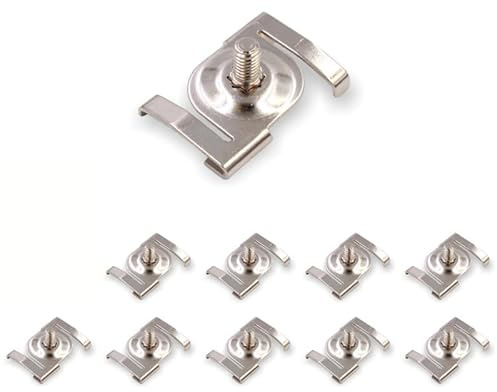 10x Deckenclip M6 für Odenwalddecken Schienen, passend für Rasterdecken ohne bohren | mit Gewindebolzen M6x10mm | vernickelt