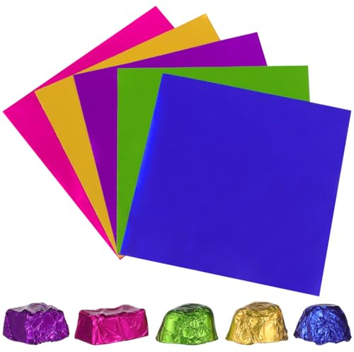 ULTNICE Folie Papier Wrapper,Aluminium Foil Papier für Schokolade Süßigkeiten Candy Packung 500 STÜCKE Farbe(zufällige Farbe)