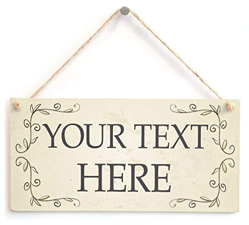 Personalised Custom Text Sign, Leafy Scroll Decor | Personal wording with subtle leafy corner scrollwork