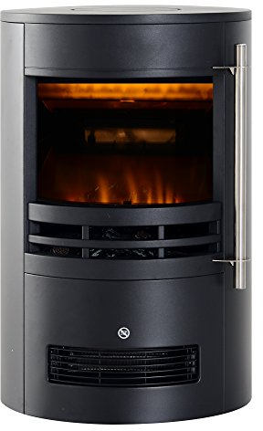 HOMCOM Elektrokamin mit Heizung, elektrischer Kamin mit LED Flammeneffekt, 900/2000W Dekokamin, elektrisch Kaminfeuer Kaminofen, Schwarz