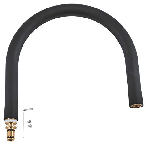 GROHE Brauseschlauch (flexibler, hygienischer Santopren,Schlauch, für Essence Küchenarmatur, inkl. Befestigung und Werkzeug) schwarz, 46964KK0