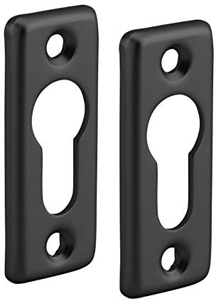 THIRARD - Paire de Rosaces Rectangulaires pour Cylindre Profilé - Noir - Idéale pour Porte d'Entrée - Finition Élégante - Pratique - Facile à Installer - Noir