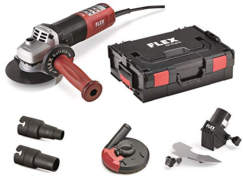 Flex Winkelschleifer LE 15-11 125 mit L-Boxx + Absaugset (Ø 125 mm, 1500 W, Schleifmaschine mit Zusatzhandgriff, verstellbare Schutzhaube, ergonomische Form, Spindelarretierung