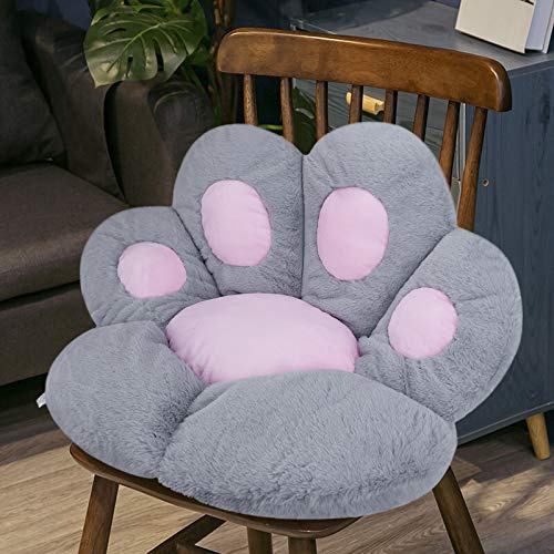 Reversible Armchair Seat Cushion Soft Cozy Bear Paw Shaped Chair Cushion Plush Comfort Seat Pad Office Cozy Warm Seat Pillow Relieves Back Coccyx Sciatica Tailbone Pain Relief (Paw-shaped, Gray)