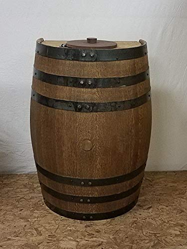 Aunt Molly's Barrels Half Whiskey Barrel Trash Can with Lid and Liner