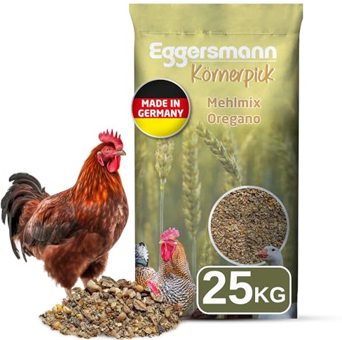Eggersmann Körnerpick 25kg Hühnerfutter - Mehlmix Oregano - Hühner Legemehl mit der natürlichen Kraft aus Oregano - Premium Legemehl für Hühner Gänse und Enten (25 kg (1er Pack))