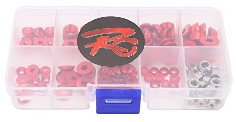 Drfeify RC Car Nut CNC-Bearbeitung RC Bolt Washer Compact Lightweight Kit für RC Automobile für 1/10 RC Car (Rot)Sonstiges Zubehör