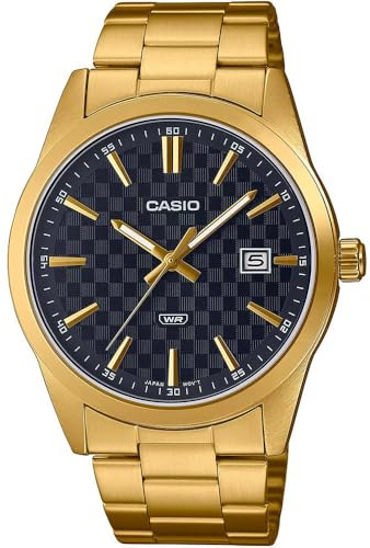 Casio Men's Watch - MTP-VD02B-1EUDF Black Dial, Gold/Black, 48MM, Bracelet