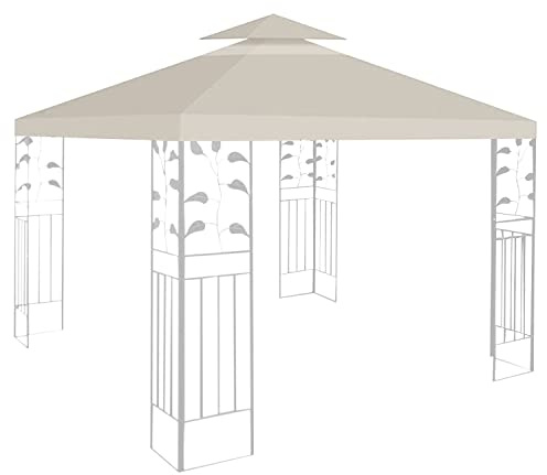 Ansobea Paviljong ersättningstak 3 x 3 m, paviljongstak vattentätt festtält ersättningsskydd dubbelt tak skyddskåpa UV-skydd paviljongskydd festtält baldakin beige