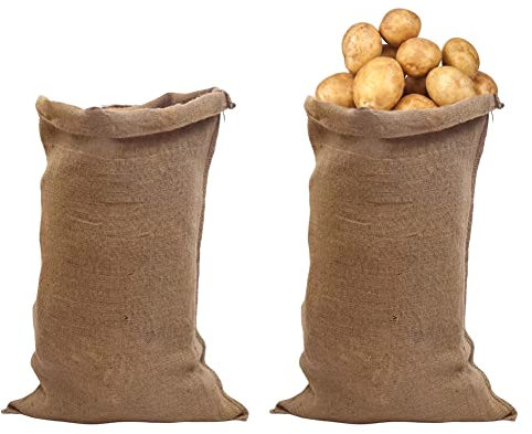 Extra Large Hessian Sack, Vegetable and Potato Storage Sack, Jute Sacks Large Burlap Sack Hessian Potato Sacks Jute Potato Bags for Food Storage 60×100cm 2PCS
