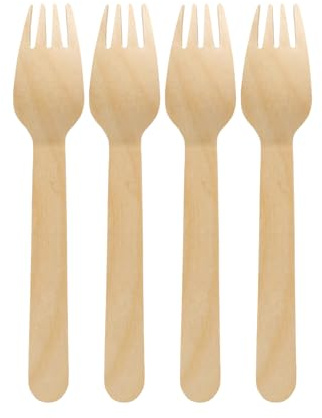 Pack of 2,000 Birch Wood Forks 16cm / 160mm Biodegradable, Compostable & Plastic Free Wooden Forks. Disposable and Eco-Friendly Wooden Cutlery.