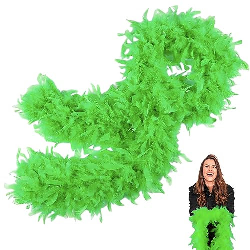 Fruchtgrün Federboa,Boa für Damen Mädchen,80g 2m/6.6ft Natürliche Truthah Feder-Boa,Fruchtgrün Federboa Halt für Straßenfasching,Geburtstagsfeier,Konzert,Karneval,Tischdeko, Halloween,Weihnachtsfeier