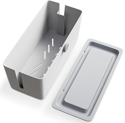 KinderSense® Cable Management Box - Cord Organizer with Child Proof Lock - Cord Hider to Conceal Wires,Power Strips from TV,Computer,Desk and Babies - 12 X 5.25 x 5.25 (Gray)