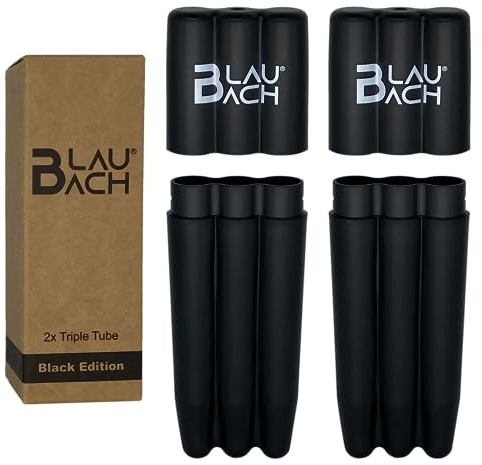 BLAUBACH® 2x Triple Tube, Joint Case, Transporthülle für Blunts in 120 mm | Joint Hülle für Blunts und Zigaretten, Black Edition (schwarz)