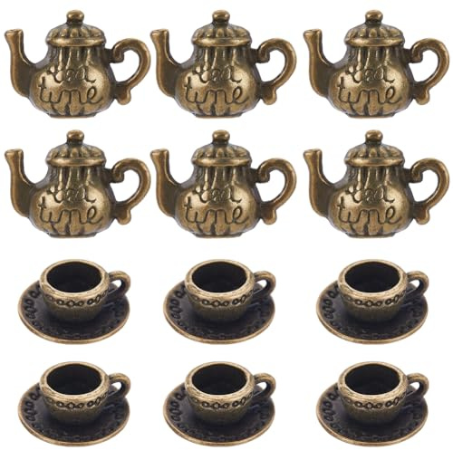 SUNNYCLUE 1 caja 40 piezas 2 estilos Taza Encantos A Granel Tetera Encanto Mini Lindo Bronce Antiguo Café Tazas de Té Taza Tibetana Vintage Teteras Encanto para la Fabricación de Joyas Encantos Mujere