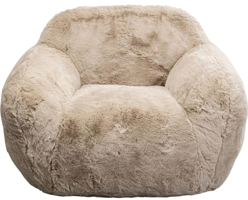 Kare Design Sessel Mika, Beige, Kuscheliger Lounge-Sessel, Relaxsessel, Fernsehsessel, Cocktailsessel für Wohnzimmer, Schlafzimmer, Kunstfell, 81x115x105 cm (H/B/T)