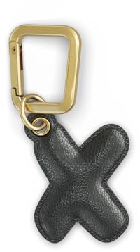 UNTAGS - Charm Buchstabe X - Material mit Ledereffekt - Inklusive Goldener Metallschnalle - Schwarz
