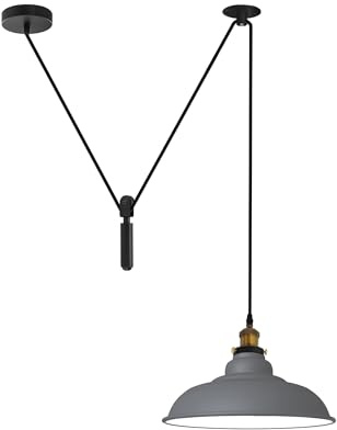 DC VOLTAGE Einflammige Hängeleuchte im Spinnenstil, verstellbares Kabel, industrielle Beleuchtung, Inselleuchte für Esszimmer und Küche (Graue Kurven - 32 cm)