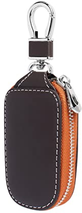 Frotox Schlüsseletui, Auto Schlüsseltasche Kunstleder Schlüsselmäppchen Tragbares Autoschlüssel Hülle mit Reißverschluss für Damen Herren, Braun