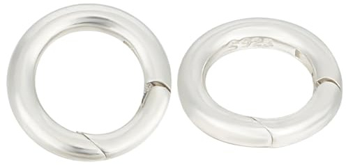 GOMAKERER 2 Stück Rhodiniert 925 O-Ringe Mit Auslösefeder Aus Sterlingsilber 12mm Federtor-Ringe Runder Karabiner-Clip Runder Schlüsselanhänger Für Geldbörsen, Schultergurte, Schlüsselanhänger