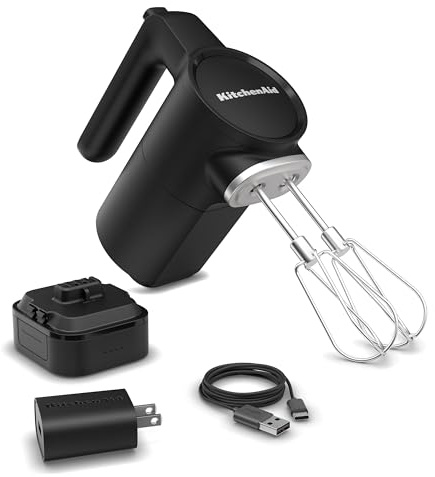 KitchenAid Go Cordless Hand Mixer, Metal - KHMR762, Black Matte