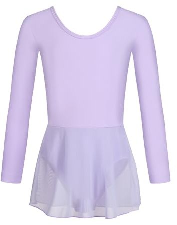 HIPPOSEUS Niña Vestido de Ballet Maillot de Danza Manga Larga Ropa de Ballet Gimnasia Leotardo para niños,7024-Morado,4-5 Años
