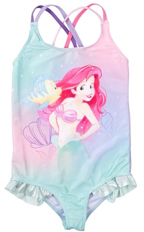 Disney Arielle Badeanzug mit Rüschen für Mädchen - Kinder Schwimmanzug Türkis