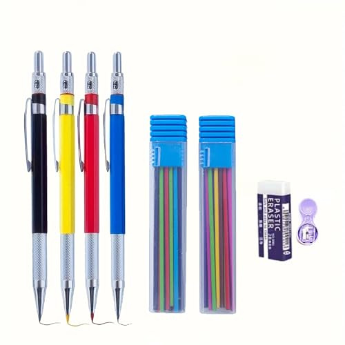 MROOFUL Portaminas de metal de 2,0 mm con diseño de plomo para dibujo artístico HB, bajo centro de gravedad, suministros escolares de oficina (mezclado)