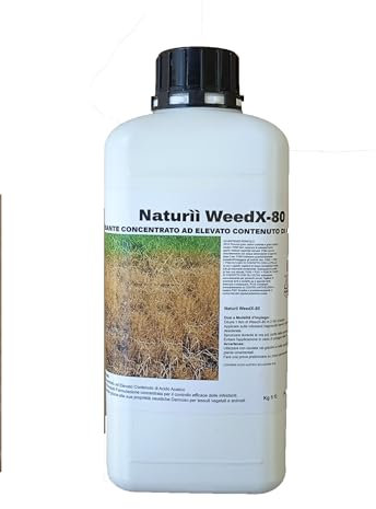 Erbicida concentrato WeedX-80, 1 kg, ad alto contenuto di acido acetico per viottoli e infestanti