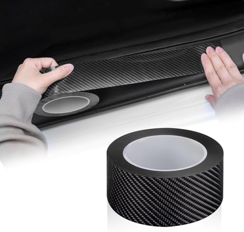 Einesin Einstiegsleisten Schutz 5cm*10m, Carbon Aufkleber, Auto Kohlefaser Aufkleber, Selbstklebend Schutzfolie Lackschutzfolie (5CM x 10M, 1 Stück)