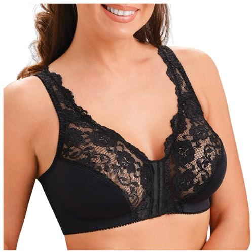 Soutien Gorge Fermeture Devant Femme Dentelle- Soutien Gorge sans Armature Femme Transparent,Soutien Gorge Grande Taille Sexy Larges Bretelles Bra Comfort Base Invisible Soutiens-Gorg