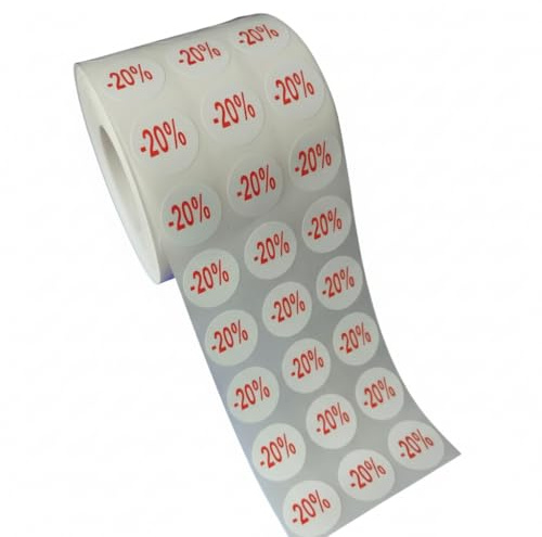 Klebeetiketten zur Angabe von 20 % Rabatt, Etiketten für Ihre reduzierten Produkte.