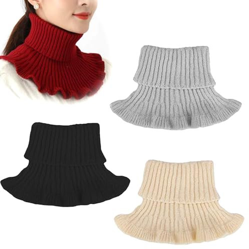 0XBIT Turtleneck Damen Scarf, 4 Stück Krageneinsatz Rollkragen Scarf, Gestrickter Rollkragen Damen, Falscher Kragen Damen Geeignet für Halswärme, Halsdekoration
