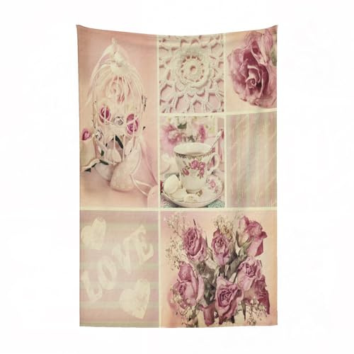 EYLOZS Kuscheldecke flauschig & super weich - hochwertige Fleecedecke auch als Wohndecke,Sofadecke & Wohnzimmer geeignet,Shabby Chic, Großmutters Muttertag, Vintage-Stil, Spitzen-Käfig-Cups, 150x200cm